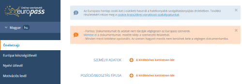 Europass német, európai önéletrajz készítő